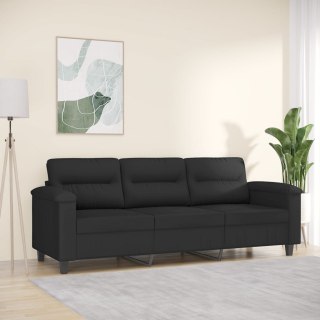  3-osobowa sofa, czarny, 180 cm, tapicerowana mikrofibrą