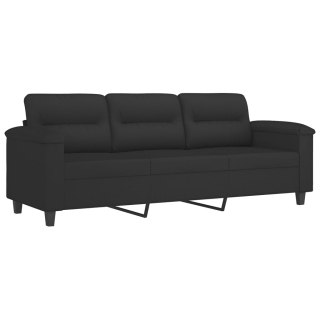  3-osobowa sofa, czarny, 180 cm, tapicerowana mikrofibrą