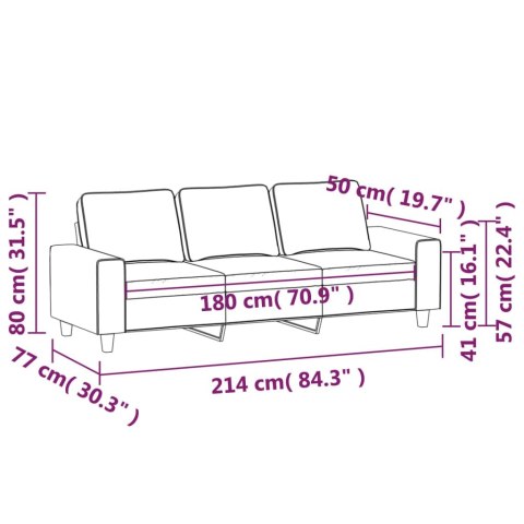  Sofa 3-osobowa, jasnoszara, 180 cm, tapicerowana tkaniną