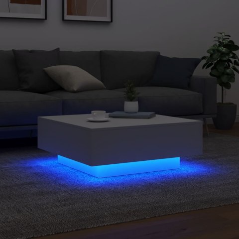  Stolik kawowy z oświetleniem LED, biały, 80x80x31 cm