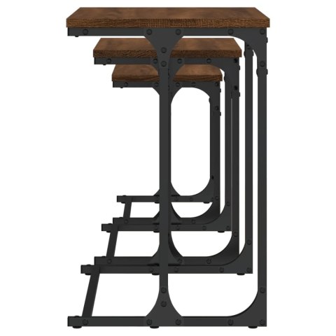  Stoliki kawowe, wsuwane jeden pod drugi, 3 szt., brązowy dąb