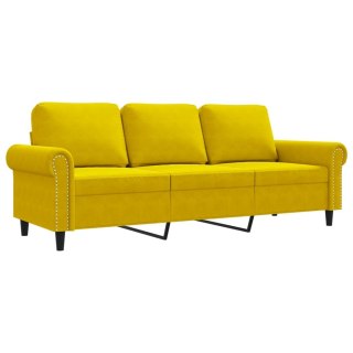  Sofa 3-osobowa, żółty, 180 cm, tapicerowana aksamitem