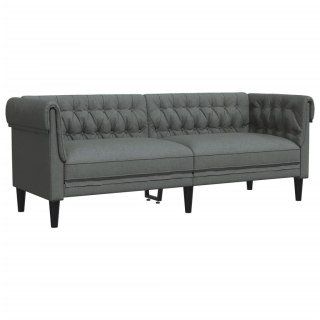  Sofa Chesterfield, trzyosobowa, ciemnoszara, obita tkaniną