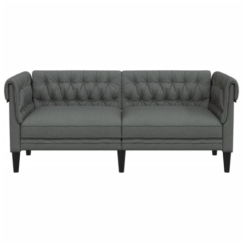  Sofa Chesterfield, dwuosobowa, ciemnoszara, obita tkaniną