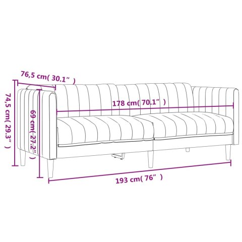  Sofa 3-osobowa, kolor taupe, tapicerowana tkaniną