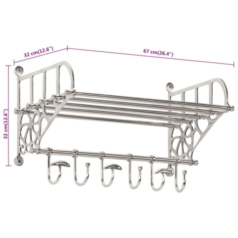  Półka na bagaże z wieszakami, ścienna, aluminium