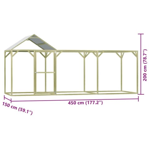  Klatka dla drobiu, 4,5x1,5x2 m, stal