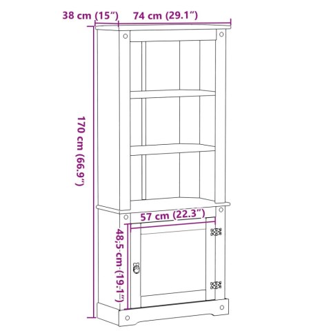  Kredens Corona, 74x38x170 cm, lite drewno sosnowe