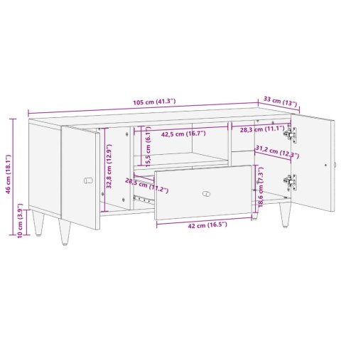  Szafka pod telewizor, 105x33x46 cm, lite drewno mango