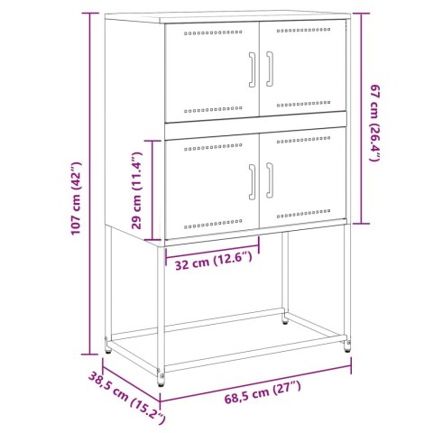  Szafka, musztardowa, 68,5x38,5x107 cm, stal