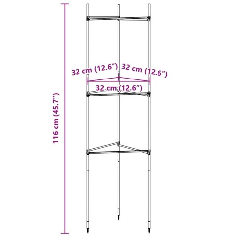  Podpórki na pomidory, 2 szt., 116 cm, stal i PP