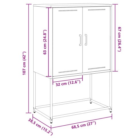  Szafka, musztardowa, 68,5x38,5x107 cm, stal