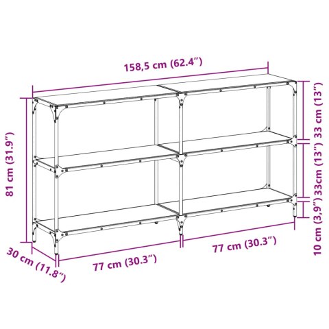  Stolik konsolowy z przezroczystym, szklanym blatem, 158,5x30x81