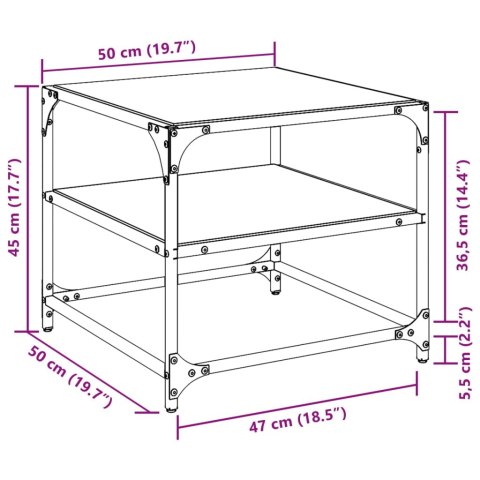  Stoliki kawowe ze szklanym blatem, 2 szt., 50x50x45 cm, stal