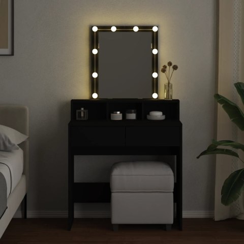  Toaletka z oświetleniem LED, czarna, 80x41x144,5 cm