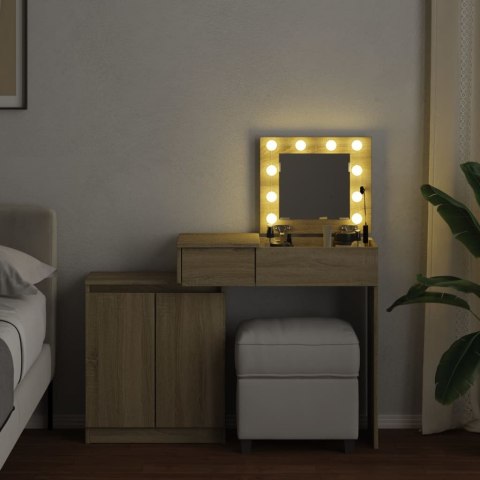  Toaletka z oświetleniem LED, dąb sonoma, 115x37x110,5 cm