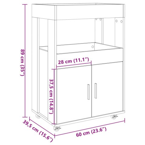  Wózek barowy, biały, 60x39,5x89 cm, materiał drewnopochodny