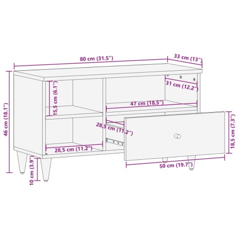  Szafka pod telewizor, 80x33x46 cm, lite drewno mango