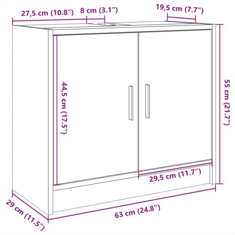  Szafka pod umywalkę, biała 63x29x55 cm, materiał drewnopochodny