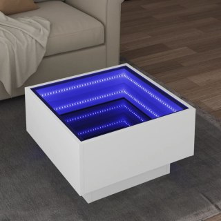  Stolik kawowy z LED, biały, 50x50x30cm, materiał drewnopochodny