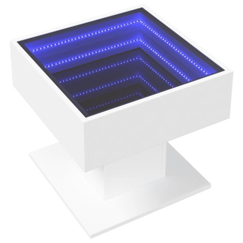  Stolik kawowy z LED, biały 50x50x45 cm, materiał drewnopochodny