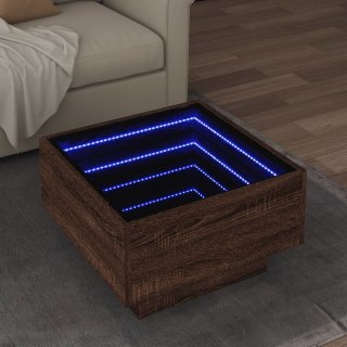  Stolik kawowy z LED, brązowy dąb, 50x50x30 cm