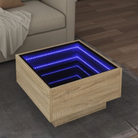  Stolik kawowy z LED, dąb sonoma, 50x50x30 cm