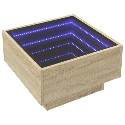  Stolik kawowy z LED, dąb sonoma, 50x50x30 cm