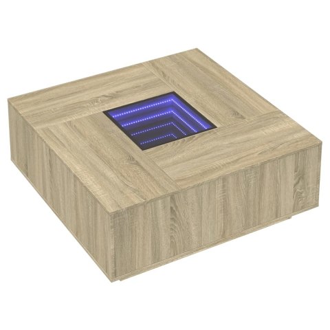  Stolik kawowy z LED Infinity, dąb sonoma, 100x100x40 cm