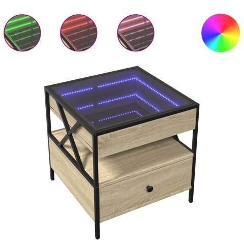  Stolik kawowy z LED Infinity, dąb sonoma, 50x50x51 cm