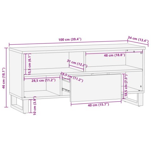  Szafka pod telewizor, 100x34x46 cm, lite drewno akacjowe