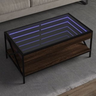  Stolik kawowy z LED Infinity, brązowy dąb, 90x50x38 cm