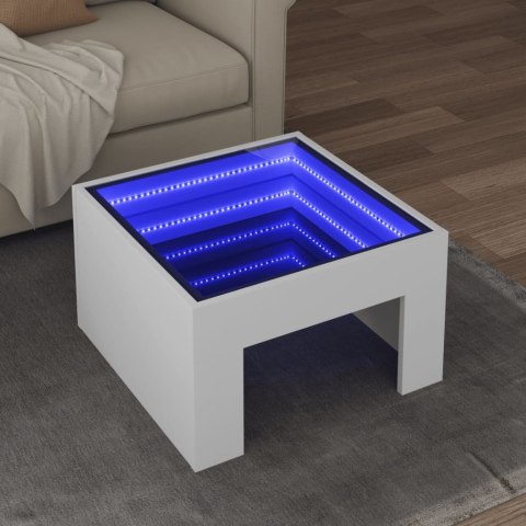  Stolik kawowy z LED Infinity, biały, 50x50x30 cm