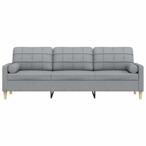  3-osobowa sofa z poduszkami, jasnoszara, 210 cm, obita tkaniną