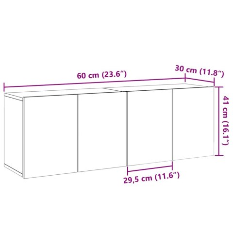 Ścienne szafki TV, 2 szt., stare drewno, 60x30x41 cm