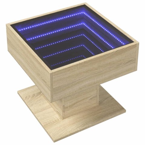  Stolik kawowy z LED, dąb sonoma, 50x50x45 cm