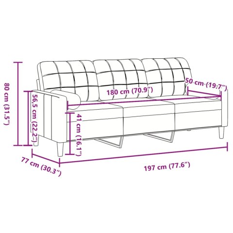  3-osobowa sofa z poduszkami, jasnoszara, 180 cm, aksamit