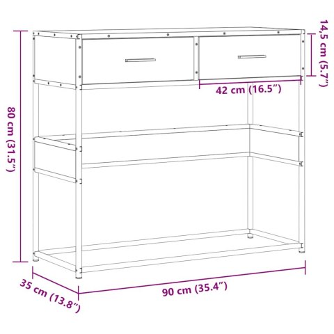  Stolik konsolowy, czarny, 90x35x80 cm, materiał drewnopochodny