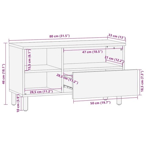  Szafka pod telewizor, czarna, 80x33x46 cm