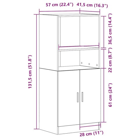  Szafka kuchenna, biała 57x41,5x131,5 cm materiał drewnopochodny