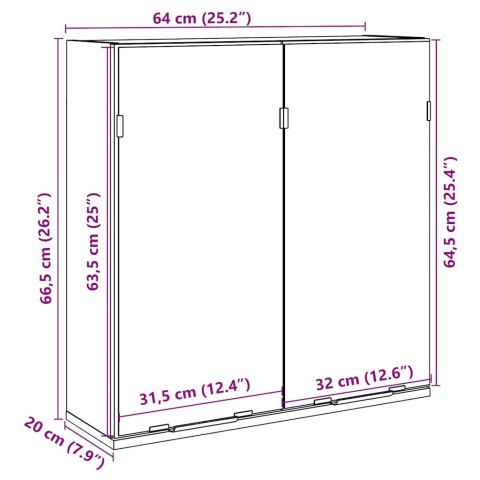  Szafka łazienkowa z lustrem, stare drewno, 64x20x66,5 cm