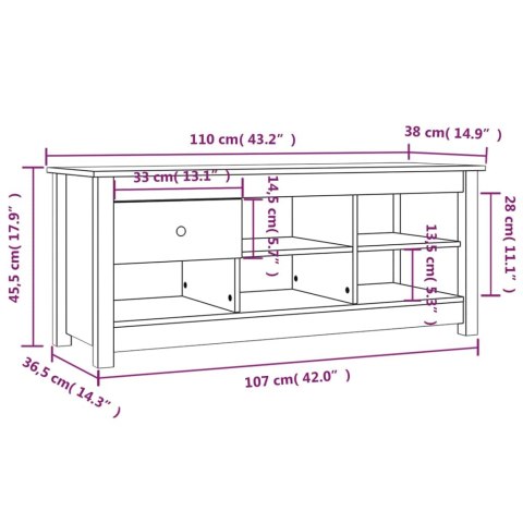  Szafka na buty, czarna, 110x38x45,5 cm, lite drewno sosnowe