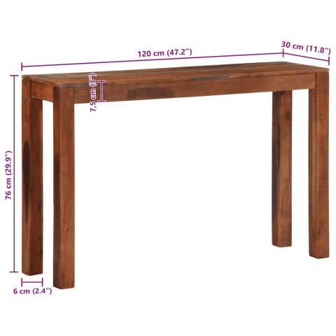  Stolik konsolowy, 120x30x76 cm, lite drewno akacjowe