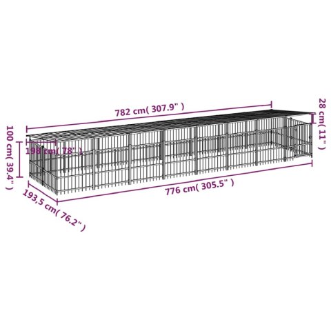  Kojec dla psa z zadaszeniem, stalowy, 15,02 m²