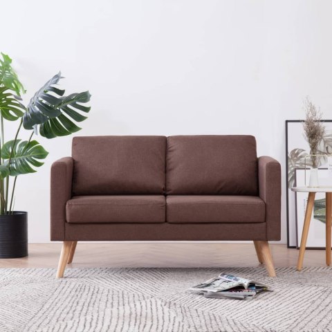  2-osobowa sofa tapicerowana tkaniną, brązowa