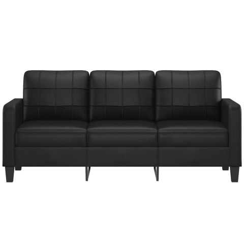  3-osobowa sofa, czarna, 180 cm, obita sztuczną skórą