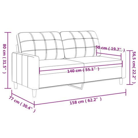  Sofa 2-osobowa, ciemnoszara, 140 cm, tapicerowana tkaniną