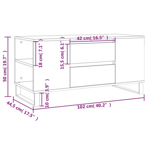  Stolik kawowy, biały, 102x44,5x50 cm, materiał drewnopochodny