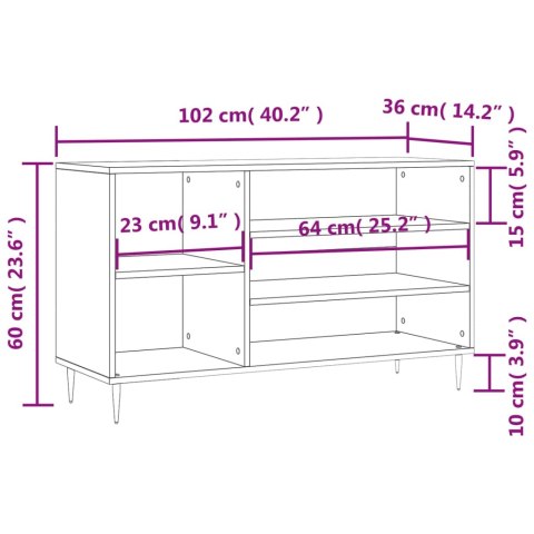  Półka na buty, biała, 102x36x60 cm, materiał drewnopochodny