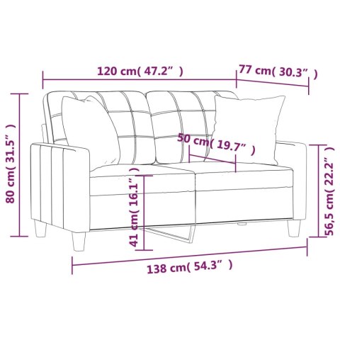  2-osobowa sofa z poduszkami, cappuccino, 120 cm, sztuczna skóra